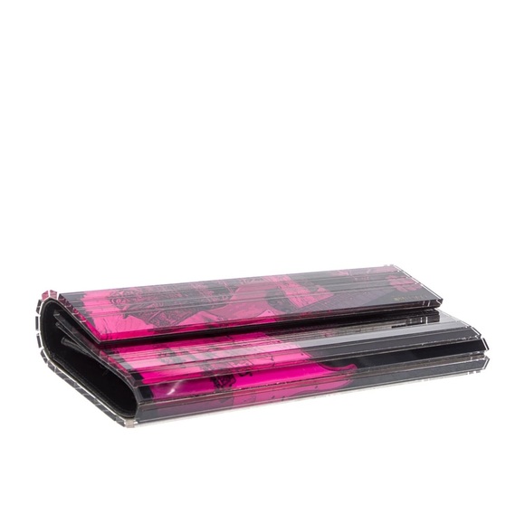 Jimmy Choo Vibrant Pink and Black Graphic Clutch - Picture 3 of 5